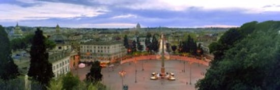 Town square with St Peters Basilica in the background Piazza del Popolo Rome Italy Canvas Art - Panoramic Images (36 x 12)