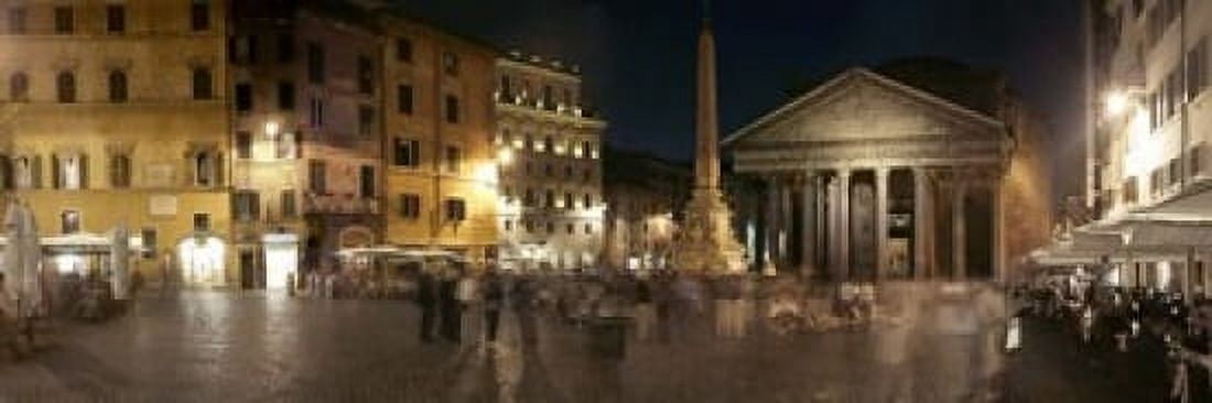 Town square with buildings lit up at night Pantheon Rome Piazza Della Rotonda Rome Lazio Italy Canvas Art - Panoramic Images (18 x 6)