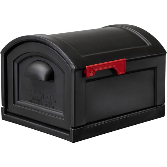 Town-to-Town XL Post-Mount Mailbox, Weather Resistant, Large Outdoor Mailboxes, Made of Durable Plastic, Easy to Install, USPS T4 Sized Mailbox, Flag Included, Onyx Black