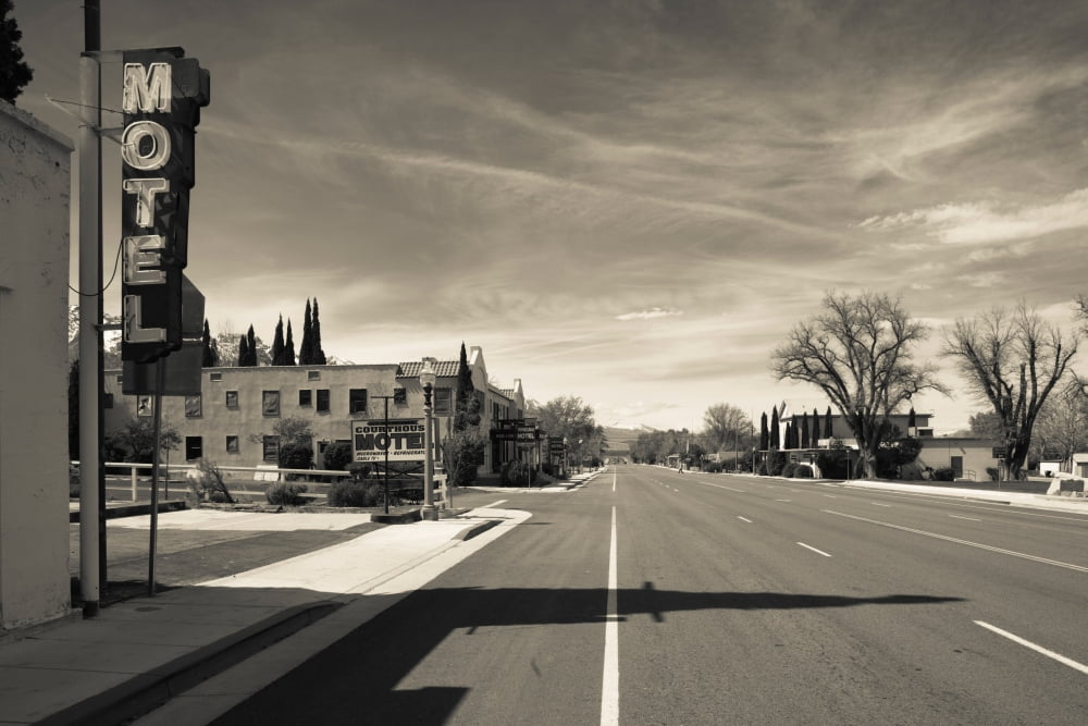 Town view along US Route 395 Independence Inyo County California USA Canvas Art - Panoramic Images (27 x 9)