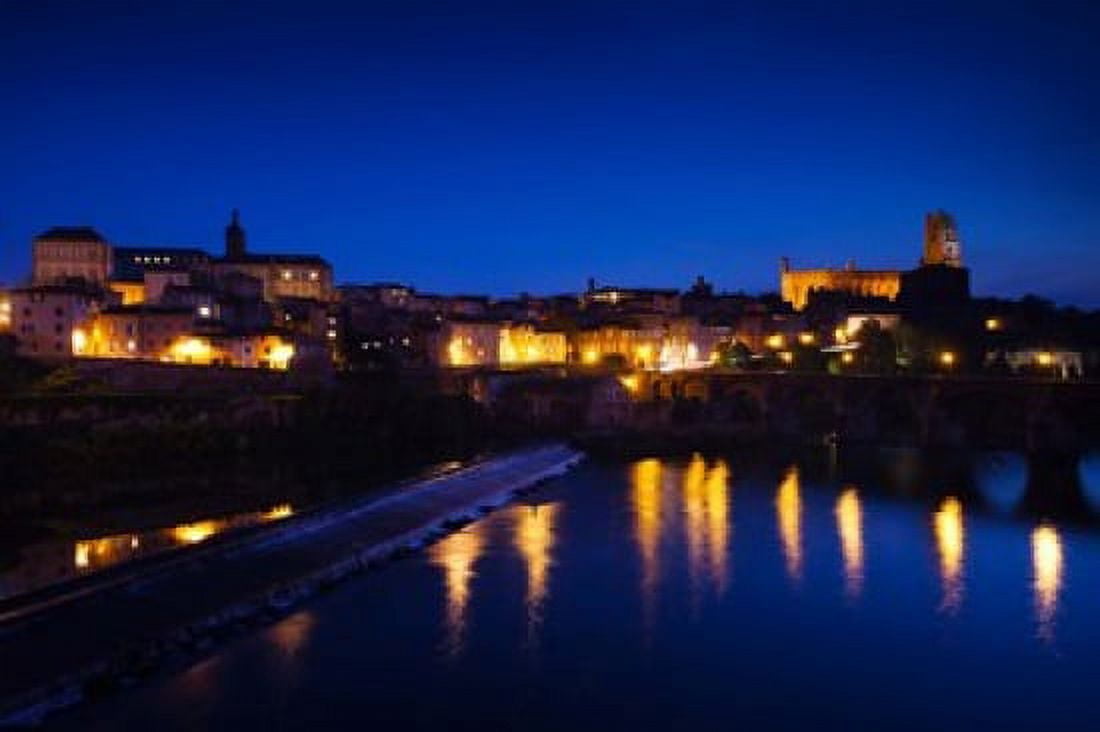 Town with Cathedrale Sainte-Cecile at evening Albi Tarn Midi-Pyrenees France Canvas Art - Panoramic Images (36 x 24)