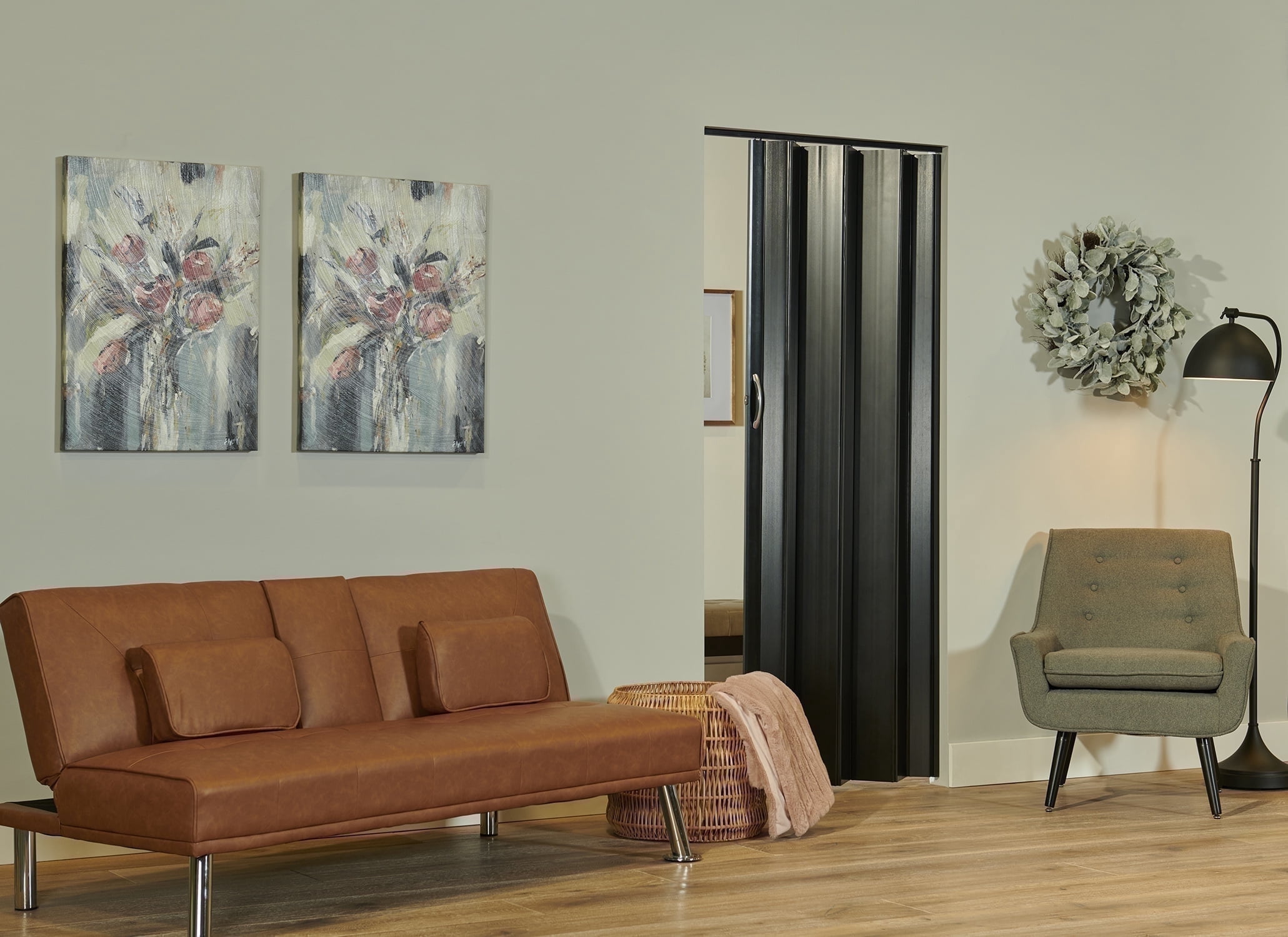 Towne Collection Berkshire Black Vinyl Folding Door Fits One 36" x 80" Opening