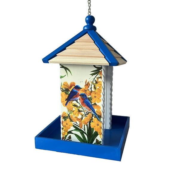 Townhouse Bird Feeder - Bluebirds & Camellia Print
