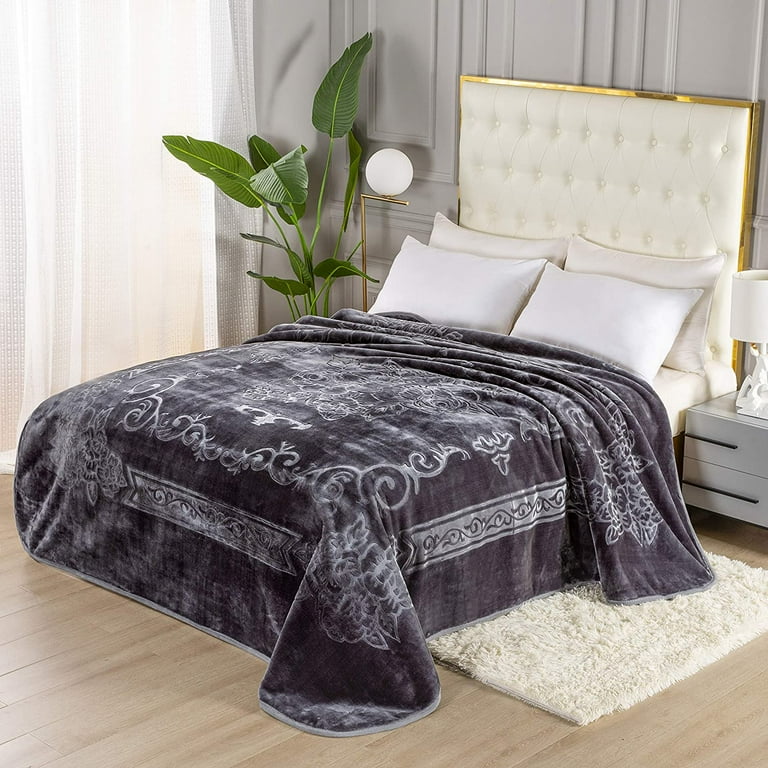 Townhouse Super Soft Floral Embossing Weighted Blankets Solid Design Warm Heavy Blanket 1 ply Jumbo Size Gray