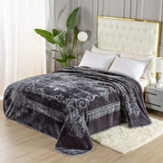 Townhouse Super Soft Floral Embossing Weighted Blankets Solid Design Warm Heavy Blanket, 1 ply Jumbo Size (Gray)