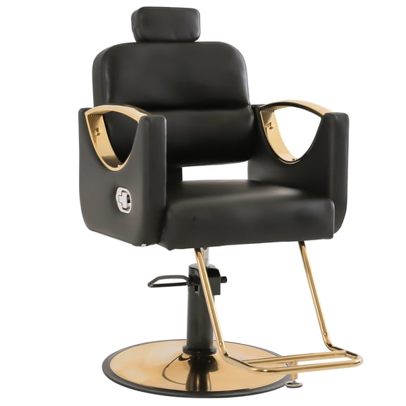 Towning Black Gold All Purpose Recline Hydraulic Barber Chair Heavy Duty Salon Beauty