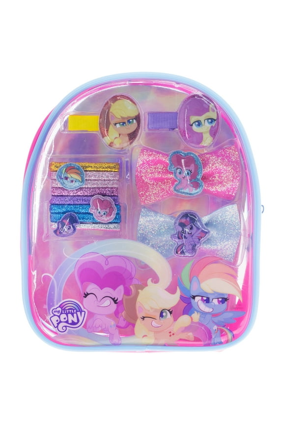 Townley Girl My Little Pony Hair Bows and Accessories Miniature Backpack, 13-Piece Set