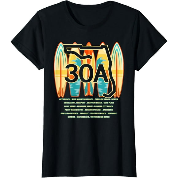 Towns of Florida, FL - State Highway 30A - Locals Souvenir T-Shirt