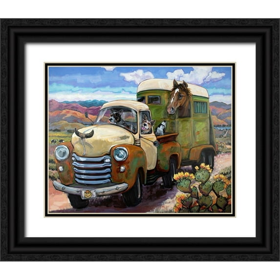Townsend, CR 14x12 Black Ornate Wood Framed with Double Matting Museum Art Print Titled - Git Along Lil Dogies