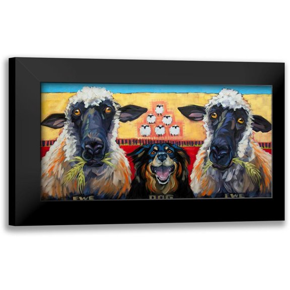 Townsend, Connie R. 14x9 Black Modern Framed Museum Art Print Titled - Ewe Dog Ewe
