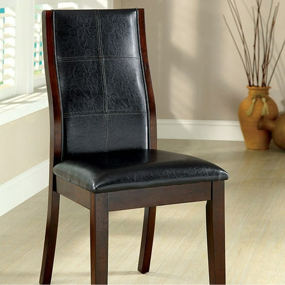 Townsend I Transitional Side Chair Brown Cherry Finish Set of 2 - Saltoro Sherpi