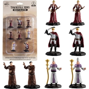 Townsfolk Mini Fantasy Figures - Nobility Class - 8pc Hand-Painted Non Player Character NPC Miniatures - 1" Hex-Sized Compatible with DND Dungeons and Dragons, Pathfinder and All RPG Table Top Games