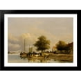 thumbnail image 1 of Townsfolk on a quay, Wijk Bij Duursrede 38x28 Large Black Wood Framed Print Art by Johan Hendrik Weissenbruch, 1 of 2
