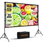 Towond 100inch Projector Screen with Stand, Portable Moive Screen16:9 4K Wrinkle-Free with Carry Bag