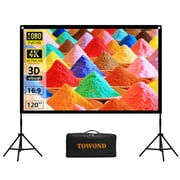 Towond 120inch Projector Screen with Stand, Portable Outdoor Moive Screen16:9 4K Wrinkle-Free with Carry Bag