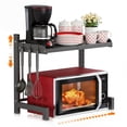 thumbnail image 1 of Towond Adjustable Microwave Stand, Countertop Organizer with Hooks, Expandable Shelf for Kitchen Appliances Black, 1 of 8