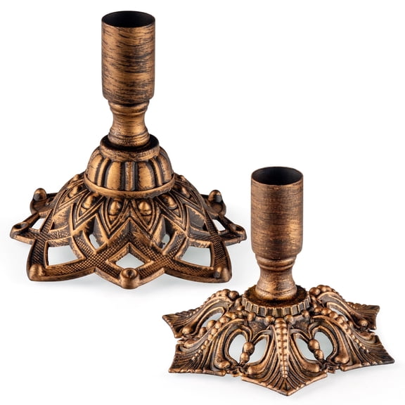 Towond Set of 2 Vintage Metal Taper Candle Holders, Antique Dark Gold Candlestick Holders for Dining Table Mantel Wedding Farmhouse Home Decor, Fits 2.5cm /0.984 Inch Taper Candles