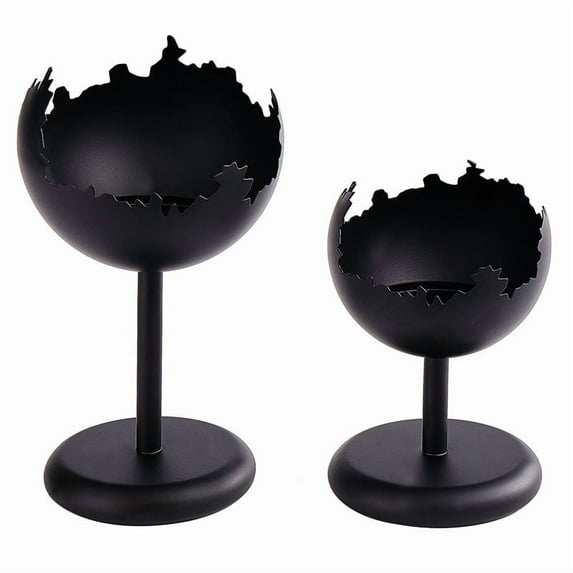 Towond Pillar Candle Holders, Black Candlestick Holder Metal Candelabra for Tiered Home Table Decor Wedding Holiday Centerpiece, Set of 2