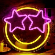 Smile Face Neon Sign, Towond Dimmable Neon Signs for Wall Decor, USB Power Led Neon Lights for Bedroom Art Birthday Wedding Party Decoration