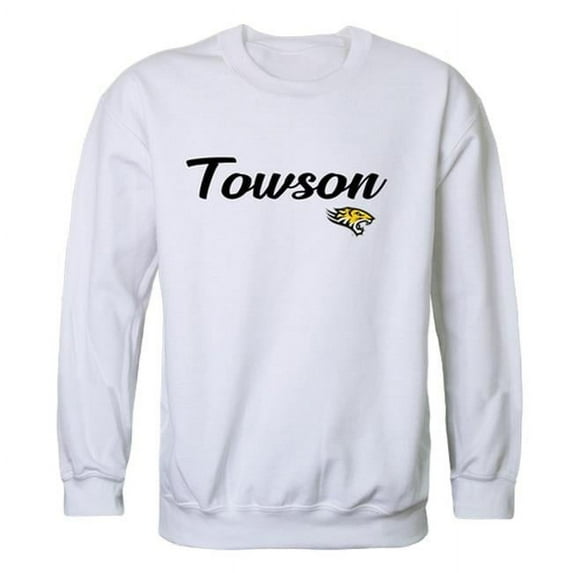 Towson University Script Crewneck T-Shirt, White - Medium