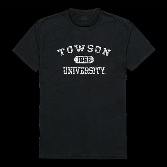 Towson University Tigers Distressed Arch College T-Shirt, Black - Large