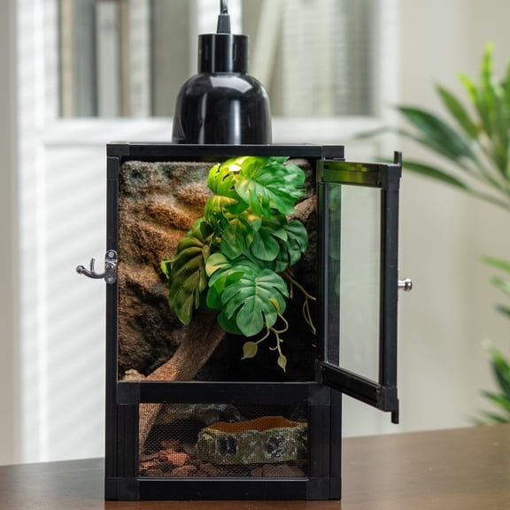 ToxiRium 12x12x18Inch Hybrid PVC Reptile Cage, Ventilated Enclosure with Interchangeable Acrylic & Mesh Doors, Easy Assembly Habitat for Gecko, Chameleon, Snake, Frog
