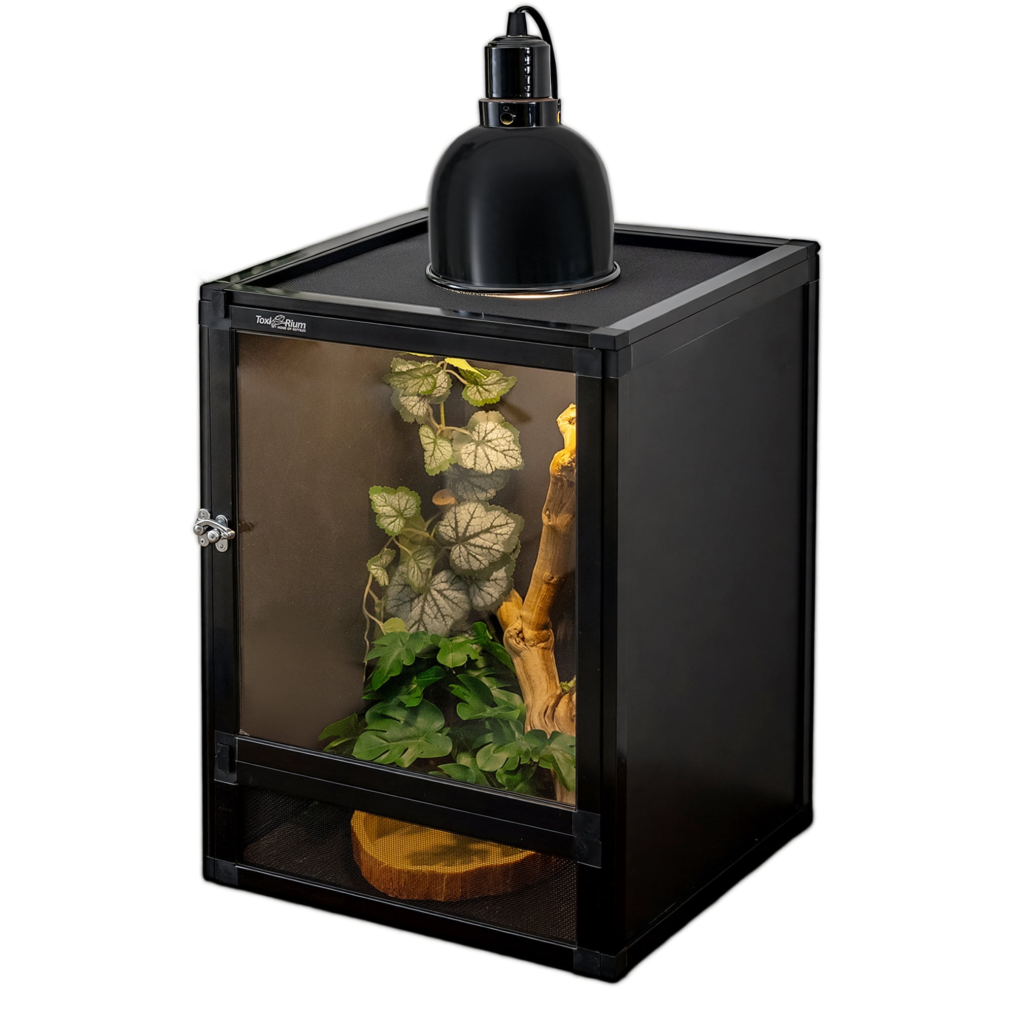 ToxiRium 18x18x36Inch Hybrid PVC Reptile Cage, Ventilated Warm PVC Habitat with Interchangeable Acrylic & Mesh Doors, Easy Assembly, Front Dual Access for Gecko, Chameleon, Snake, Frog