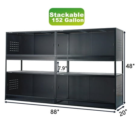 ToxiRium 4-Pack Reptile Tanks, Stackable Enclosures for Bearded Dragon, Ball Python, and Snakes with Front Opening & Lock
