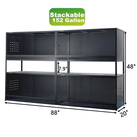 ToxiRium 4-Pack Reptile Tanks, Stackable Enclosures for Bearded Dragon, Ball Python, and Snakes with Front Opening & Lock