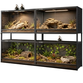 96x24x24Inch Stackable 240Gal Reptile Enclosures, Front Opening, Secure Lock, PVC Terrarium for Bearded Dragons, Ball Pythons & Snakes | ToxiRium