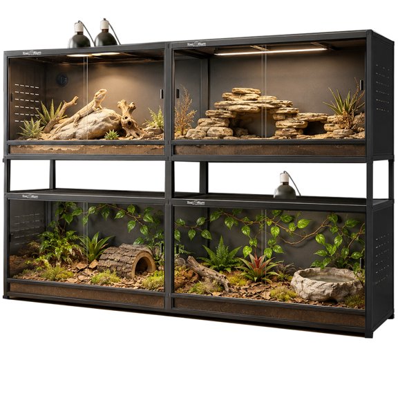 96x24x24Inch Stackable 240Gal Reptile Enclosures, Front Opening, Secure Lock, PVC Terrarium for Bearded Dragons, Ball Pythons & Snakes | ToxiRium