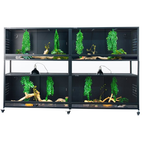 Toxirium 80 x 16 x 16 Inch 2 Tier PVC Reptile Enclosure, Stackable Modular Terrarium for Bearded Dragons and Snakes, 88 Gallon