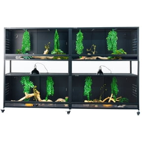 Toxirium 80 x 16 x 16 Inch 2 Tier PVC Reptile Enclosure, Stackable Modular Terrarium for Bearded Dragons and Snakes, 88 Gallon
