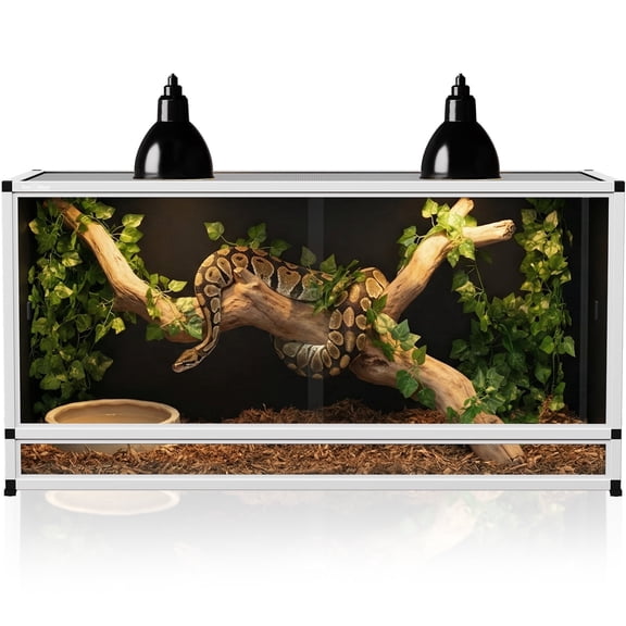 Toxirium 48x24x24 inch 120 gallon Stackable PVC Reptile Enclosure, Large Lizard Tank for Bearded Dragon, Lizard, Snake with Front Sliding Doors and Lock, Easy-Clean Terrarium