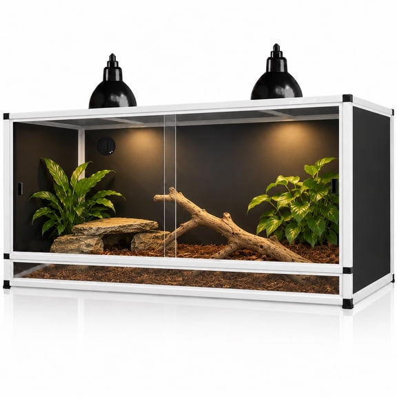 Pvc Reptile Enclosure 4x2x2 120 Gallon Stackable Habitat for Bearded Dragon and Snake with Sliding Glass Doors