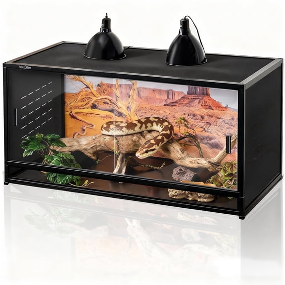 ToxiRium 4x2x2 ft 120 Gallon Stackable PVC Reptile Enclosure, Large Lizard Tank for Bearded Dragon, Lizard, Snake with Sliding Door Lock