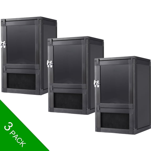 Toxirium 12x12x18 inch Hybrid PVC Reptile Terrarium, Ventilated Habitat with Interchangeable Acrylic and Mesh Doors for Geckos, Chameleons and Frogs