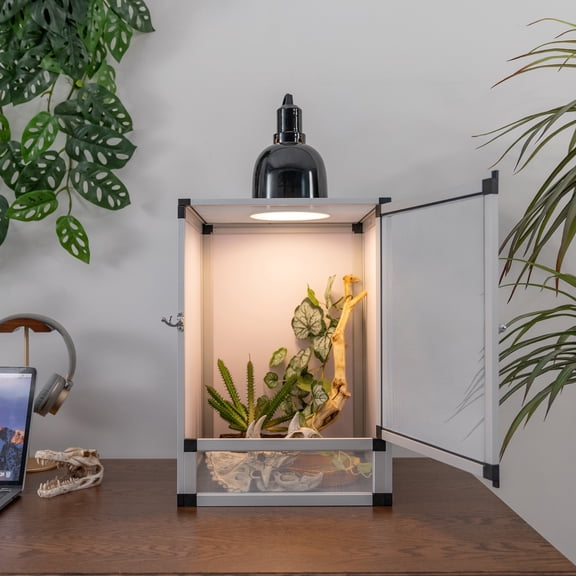 ToxiRium 18x18x36Inch Hybrid PVC Reptile Cage| Ventilated Habitat Enclosure with Interchangeable Acrylic & Mesh Doors, Durable Tank for Gecko, Chameleon, Snake, Frog, Easy Assembly, Front Dual Acces