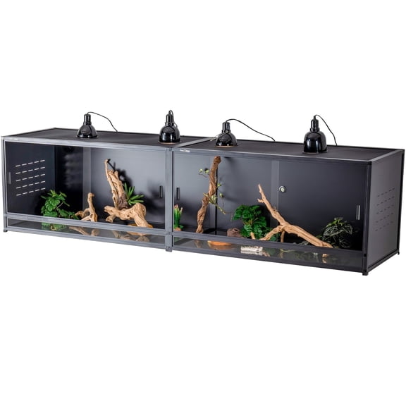 Toxirium 88x20x20 inch PVC Expandable Reptile Enclosure, Large Terrarium with Sliding Glass Doors for Bearded Dragons, Lizards and Snakes