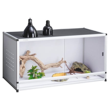 ToxiRium 40x16x16inch 40 Gallon Stackable PVC Reptile Enclosure for Bearded Dragon, Lizard and Snake, Large Terrarium with Sliding Door Lock