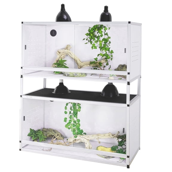 Toxirium 44x20x20 2-Tier Stackable PVC Reptile Enclosure System, 76 Gallon Each, with Spacer Kit, for Geckos and Snakes
