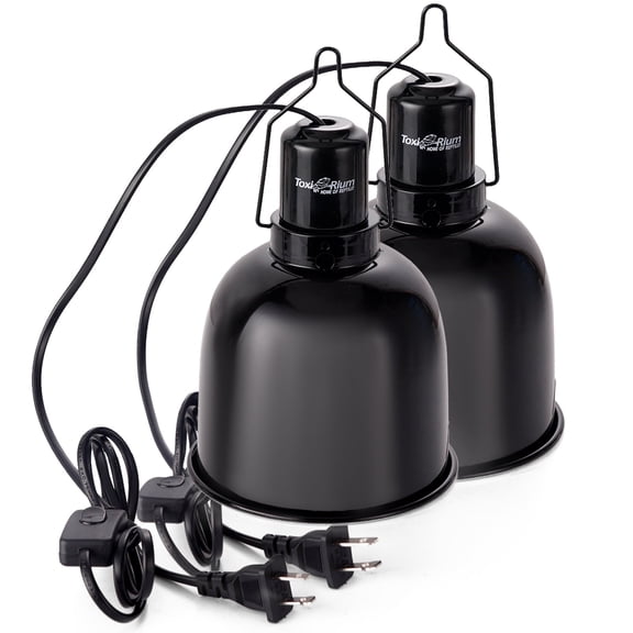 ToxiRium Reptile Light Fixture, 2-Pack 5.5" Deep Dome Lamp with Optical Reflector for Terrariums, Reptile Tanks & Enclosures