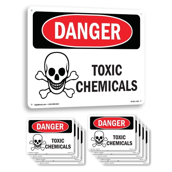 Toxic Chemicals OSHA Danger Aluminum Sign 24 Inch x 18 Inch - 10 Pack