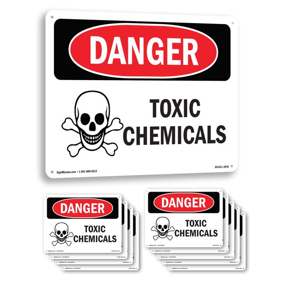 Toxic Chemicals OSHA Danger Aluminum Sign 24 Inch x 18 Inch - 10 Pack