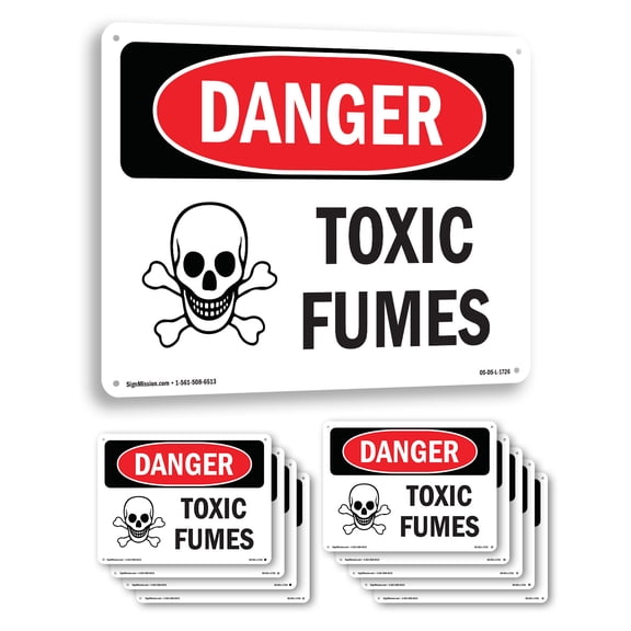 Toxic Fumes OSHA Danger Aluminum Sign 10 Inch x 7 Inch - 10 Pack