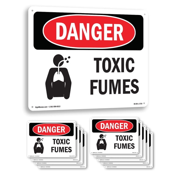 Toxic Fumes OSHA Danger Aluminum Sign 24 Inch x 18 Inch - 10 Pack