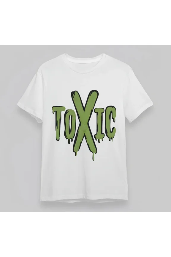 Toxic Meltdown Graphic Tee Dripping Green Text Art White Cotton Top