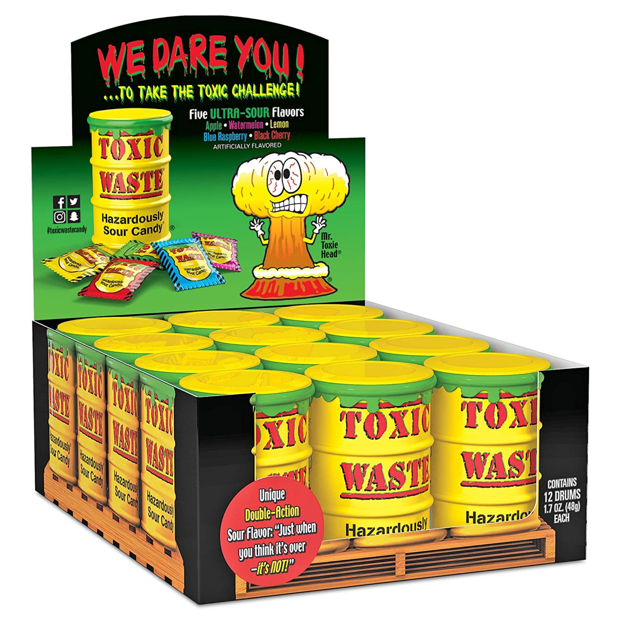 Toxic Waste 1.7 oz Drums Sour Display Sour Candy, 12 Ct - image 1 of 3