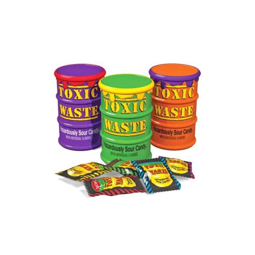 TOXIC WASTE | Exclusive 4 Color Drum Variety Pack Assorted Sour Hard Candy  | Each Drum Contains an Assortment of Color Themed Flavors, 20 Possible