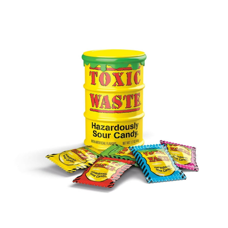 Toxic Waste Hazardously Sour Candy in Original Yellow Drum 1.7 oz 